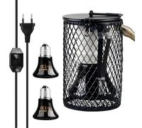 BORDEAG Lampe Chauffante Reptile avec Cage, Couvercle en Maille pour Lampe Chauffante pour Reptiles, Chauffante En Céramique pour Reptile pour Serpent, Lézard, Tortue Amphibiens