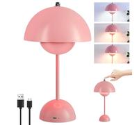 BORDEAG Lampe de table champignon sans fil avec 3 modes de luminosité, lampe champignon, lampe de chevet, lampe de bureau, lampe de table LED, lampe de table tactile à intensité variable, pour chambre