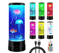 BORDEAG Lampe Méduse, Jellyfish Lampes, LED Aquarium Méduse Lumière avec 17-Couleur Effets de Lumière Changeants et Télécommande, Lampe à Lave Méduse pour Lumière Ambiante, Veilleuse de Décoration