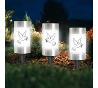 BORDEAG Lanterne funéraire solaire à LED - Lanterne funéraire solaire avec piquet de terre avec 3 autocollants - Pour l'extérieur - Décoration funéraire d'extérieur