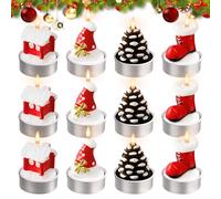 BORDEAG Lot de 12 bougies chauffe-plat de Noël - Mini bougies chauffe-plat de Noël - Bougies de Noël - Bougies de Noël pour la décoration de la maison