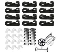 BORDEAG Lot de 12 Kit De Fixation pour Bâche Solaire De Piscine, Rouleaux De Film Solaire pour Piscine, Rouleaux De Fixation pour Film Solaire, Kit Sangles Bobine pour Piscine Universelle dans Le Sol
