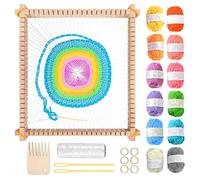 BORDEAG Lot de 12 métiers à tisser en bois de couleur pour enfants, débutants, adultes et professionnels (25 x 28 cm)