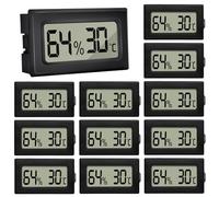 BORDEAG Lot de 12 Thermomètres Numériques LCD - Hygromètre d'Intérieur - Thermomètre d'Intérieur - Hygromètre - Thermomètre Numérique