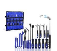 BORDEAG Lot de 17 outils à crochet haute performance - 37 × 32 cm - Découpeur de clips et cales de moulure - Kit d'outils de crochet et de pic pour démontage de véhicule - Qualité supérieure (bleu)