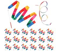 BORDEAG Lot de 18 bandes de danse, bande de gymnastique avec tige de 2 m, bande de gymnastique rythmique, longs rubans de danse, bande d'élan pour la gym, le cirque, le carnaval