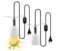 BORDEAG Lot de 2 douilles chauffantes en céramique à intensité variable - Pour reptiles - Rotation à 360° - Culot E27 - Douille de lampe en céramique - Pour terrarium et animaux de compagnie (blanc)