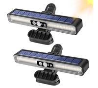 BORDEAG Lot de 2 lampes solaires d'extérieur avec détecteur de mouvement, à clipser, 3 modes, lumière de sécurité, lampes solaires pour extérieur, avec support pour applique murale, jardin, cour
