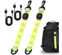 BORDEAG Lot de 2 réflecteurs LED clignotants, rechargeables par USB, design 5 couleurs, lumière de sécurité pour cartable, randonnée, jogging