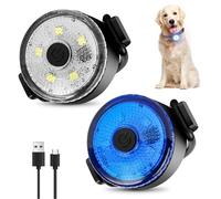 BORDEAG Lot De 2 Sécurité Led Clignotant Pour Chiens, Lumière Imperméable Pour Chien, Pendentif Lumineux Chien, Led Lumiere Chien, Lumiere Chien Nuit Usb-C, 3 Modes Clignotants, Pour Chiens