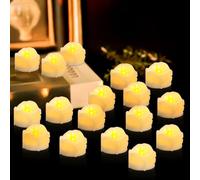 BORDEAG Lot de 24 bougies chauffe-plat LED sans flamme en cristal sans flamme - Bougies LED pour mariage, décoration de Noël, Halloween (3,3 x 4 cm)