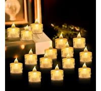 BORDEAG Lot de 24 bougies chauffe-plat LED sans flamme en cristal sans flamme - Bougies LED pour mariage, décoration de Noël, Halloween (3,8 x 5 cm)