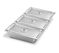 Bordeag Lot De 3 Bac De Cuisson En Inox 1/3 Bac Inox 32,5x17,5x6,5cm Plat Rectangulaire Ensemble De Récipients En Acier Inoxydable Bols À Paner Avec Couvercle Récipient Gastronorme Pour Nourriture