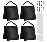 Bordeag Lot de 4 sacs de sable pour photographie, sac de sable, tonnelle, sacs de sable avec mousqueton, sac de sable lesté, sacs de sable à remplir, sacs lestés pour studio photo, trépied, camping
