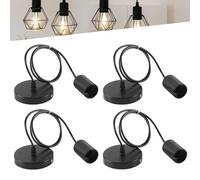 BORDEAG Lot de 4 suspensions de lampe E27 - Avec douille E27 - Câble de 100 cm - Hauteur réglable - Pour la maison, le café