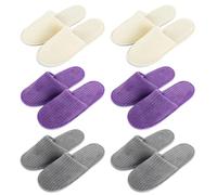 BORDEAG Lot de 6 pantoufles d'hôtel pour invités, pour voyage, salon, maison, spa, maison, hôtel, 28 x 11 cm