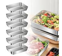 BORDEAG Lot de 6 plats à paner en acier inoxydable - 25,5 x 20 x 5,5 cm - Rectangulaire - Plaque de cuisson en acier inoxydable - Pour escalopes, légumes, poissons, fruits
