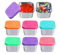 BORDEAG Lot de 6 récipients à sauce en acier inoxydable de 180 ml, colorés, anti-fuite, réutilisables, pour sauces, confitures, salades, pique-niques, camps, repas à emporter