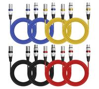 BORDEAG Lot de 8 câbles de microphone DMX de 2 m - Câble XLR - Câble audio pour enregistrement, mélangeurs, systèmes de haut-parleurs