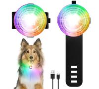 BORDEAG Lumiere Chien, 2 Pièces Pendentif Lumineux Chien, Lumiere Chien Nuit Avec 7 Couleurs, Pendentifs Lumineux Pour Chien, Rechargeable Par USB, Étanche, Pour Courir, Camper