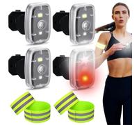 BORDEAG Lumières de Course à Clip,4 Pièces Lumière de Sécurité Réfléchissante avec 4 Pièces Réfléchissante Brassard, Lampe Frontale LED, Jogging Lampe à Clip pour Courir Grimper Camping Pêche
