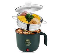 BORDEAG Mini Cuiseur Antiadhésif, 1.8 L Cocotte Électrique, Marmite Portable, Mini Cuiseur Portable Pour Steak, Pâtes, Œufs, Avoine, Ramen, Avec Cuiseur Vapeur Vert