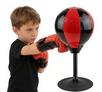 BORDEAG Mini Punching Ball Hauteur 40 cm, Punching Ball de Table avec Ventouse, Anti-Stress pour Bureau et Maison, Cadeau Amusant pour Amis ou Collègues, Couleur Rouge/Noir