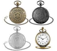 BORDEAG Montre de Poche Vintage, 3 Pièces Montre À Gousset Homme, Montre Gousset Vintage à Quartz avec Chaîne, Montre de Poche à Quartz pour Hommes Femmes Papa Fête D’Anniversaire