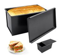 BORDEAG Moule à pain avec couvercle, anti-adhésif, pour la cuisson, rectangulaire, accessoires de cuisson, 22,8 x 12,3 x 11 cm, pour pain et pain grillé