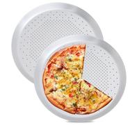 BORDEAG Moules A Pizza Ronds Perforés,Lot De 2 29CM Plaque Pizza Ronde,Plaques A Pizza Rondes Revêtues,Plaques De Cuisson Pizza Rondes Pour Pizza,Four,Cuisine,Tourte,Cuisson De Pizza Professionnelle