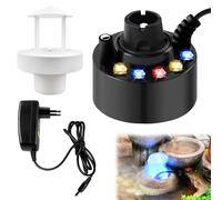 BORDEAG Nébuliseur à ultrasons, mini brume à ultrasons, mini machine à fumée, 12 LED Mister Fogger Water Fountain Pond Fountain Fountain Fog Machine à brouillard 12 LED Three Color Gradient Atomiseur