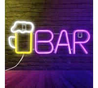 BORDEAG Panneau néon LED - Bar - Décoration murale - Rouge - PVC - 16 x 16 cm