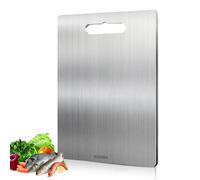 BORDEAG Planche À Découper En Acier Inoxydable 304, Planche À Découper En Titane, Planche À Découper En Métal Épais, Pour La Maison, La Cuisine En Plein Air(39 x 28 cm)