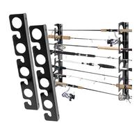 BORDEAG Porte Canne à Pêche, 1 Paire Support Cannes à Pêches Ratelier, Support de Canne à Pêche Horizontal, Rod Rack Stockage de 8 Pôles, pour Garage, Bateaux, Montage Plafond Ou Mur