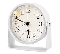 BORDEAG Réveil analogique sans tic-tac avec lumière, horloge de table analogique, réveil à piles, horloge de table pour table de chevet, chambre à coucher, salon (11,5 x 10,5 cm)