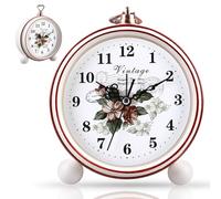 BORDEAG Réveil Matin Vintage Analogique Sans Tic-Tac, Mécanique Silencieux à Piles Pour Gros Dormeurs Avec Grand Cadran de 4 Pouces