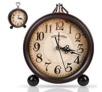 BORDEAG Reveil Vintage, Réveil Analogique sans Tic-Tac, Reveil Mecanique Vintage Silencieux, Reveil Matin a Piles pour Gros Dormeurs avec Grand Cadran de 4 Pouces