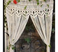 BORDEAG Rideau en macramé - 180 x 100 cm - Style bohème - Rideau de porte et de fenêtre - Style bohème - Tissé à la main - Séparateur de pièce - Pour portes, fenêtres, salon, chambre à coucher ou