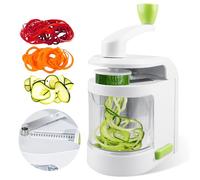 BORDEAG Spiraliseur De Légumes, Coupe-Légumes En Spirale 4 En 1, 4 En 1 Spaghettis De Légumes Manuelle, Pour Carottes, Concombres, Pommes De Terre, Courgettes