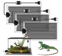 BORDEAG Tapis Chauffant Reptile, 3 Pièces Reptile Tapis Chauffant, 7 W Tapis Chauffant Terrarium, Tapis Chauffant Contrôle de la Température, Tapis Chauffant Terrarium pour Reptiles, Lézard, Serpents