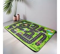 BORDEAG Tapis Piste De Voiture,80 * 120 CM Tapis De Jeu Ville Tapis,Tapis De Jeu pour Enfants,PVC Tapis D 'Enfant Tapis De Jeu,Tapis De Vie Urbaine pour Antidérapant,Durable,Garçons Et Filles