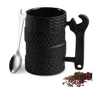 BORDEAG Tasse De Pneu De Grande, 450 ML Tasse De Pneu En Forme, Tasse À Café En Forme De Pneu De Roue, Avec Cuillère Tasse De Pneu 3d Grande Tasse De Voiture Pour Amateur De Voiture, Anniversaire