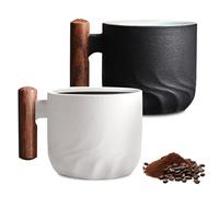 BORDEAG Tasses À Expresso En Céramique Avec Poignée En Bois 70 ml, 2 pièces Tasse A Cafe, Tasse Expresso, Tasses À Café En Céramique, Tasses À Thé En Céramique pour café, thé, boissons