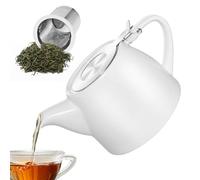 BORDEAG Théière avec infuseur en céramique 500 ml avec infuseur à thé amovible en acier inoxydable et céramique - Théière en acier inoxydable - Infuseur à mailles fines - Porcelaine pour profiter plus