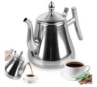 Bordeag Théière En Acier Inoxydable, Théière Avec Infuseur, Theière Inox À Double Paroi Théière En Inox Théière Infuseur Cafetière Bouilloire À Thé Pour Ménage, Hôtel, Café, Restaurant 1 L
