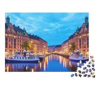 Bordeaux City Puzzles 1000 Pièces Recyclé Matériau Night View Puzzles for Elderly Soulager Démence Sénile Amusant Famille Jeu Activité Home 70x50cm/1000pcs
