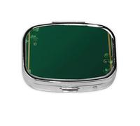 Border Clover Mini pilulier carré en métal Organiseur de médicaments de voyage 2 compartiments de poche Petit étui de rangement portable