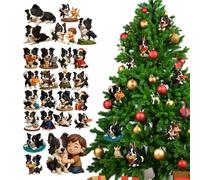 Border Collie 2025 | Acrylic, 26x18cm, 24 Ornaments | 2D Flat Dog Christmas Countdown For Kids & Dog Lovers | Holiday Gift Box With Daily Collie Themed Surprises