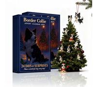 Border Collie Advent Calendar 2025 - 24-Day Christmas Countdown Box with 2D Acrylic Dog Ornaments, Tree/Wreath/Mantel Decor, Cute Puppy Charms for Dog Lovers, Pet Parents & Families(2pcs)