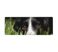 Border Collie Animaux de Compagnie Herbe Border Collie Noir,Grand Tapis de Souris pour Bureau, Clavier d'ordinateur, avec Base en Caoutchouc antidérapante, 30 x 80 cm